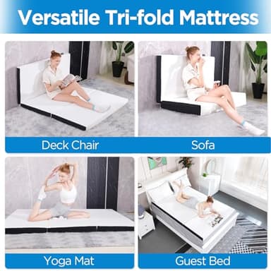 Roxzo 4-inch Full Size Memory Foam Trifold Mattress with Washable Fabric Cover, Foldable Floor Mattress for Camping & Guest Beds, 73x52x4 inches - Image 3