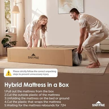 SNFPNE King Size Mattress 12 Inch - Medium Firm Hybrid Memory Foam Mattress with Individual Pocket Springs for Pressure Relief & Motion lsolation, CertiPUR-US Certified, Fiberglass-Free, 80" x 76" - Image 7