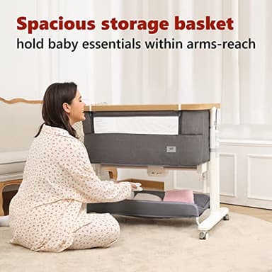 VaVaSoo Rocking Bassinet for Baby Electric Automatic Bedside Sleeper Rocks Itself 3 Motion Auto Rolling Newborn Cradle 5 Height Adjustable with Music, Wheels, Storage, Dark Grey - Image 8