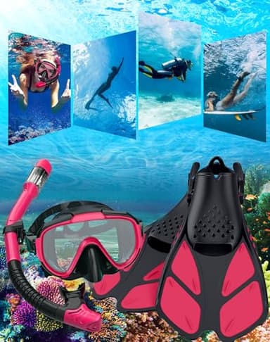 Ubekezele Snorkeling Gear for Adults Men Women,4 in 1 Snorkel Set with Panoramic View Diving Mask Anti-Fog Anti-Leak,Dry Top Snorkel,Fins and Travel Bag for Swimming,Snorkeling and Travel Diving - Image 7