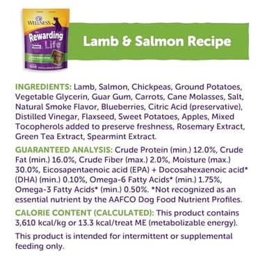 Wellness Rewarding Life Dog Treats, Training Treat, Grain Free, Soft Lamb & Salmon (6 Ounce Bag) - Image 8