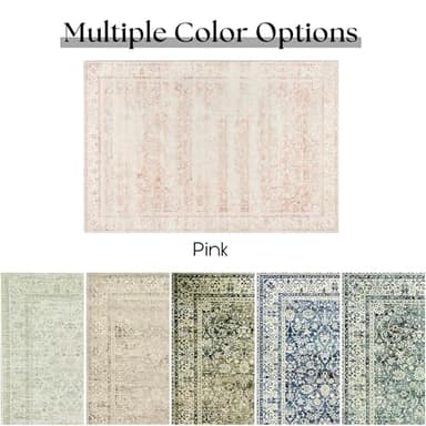 Light Pink Bedroom Rugs 6x9 Aesthetic Cute Boho Floral Feminine Soft Faux Wool Machine Washable Carpet Area Rugs for Kids Room Playroom Office - Image 5