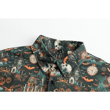 Funny Halloween Shirts for Men Novelty Long Sleeve Button-Down Skull Shirts with Unique 3D Print Design for Festivals 4-M - Image 3