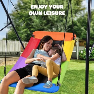 Trekassy Swing Sets for Backyard, 440lbs Heavy Duty A-Frame Metal Stand with 60" Large Platform Swing for Outdoor Playground Park - Image 7