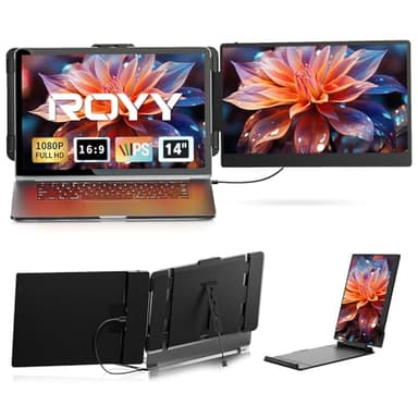 Laptop Screen Extender - 14" FHD 1080P IPS Portable Computer Monitor for Laptops, Dual Screen Travel Monitor for Laptops 13-17" with USB-C/HDMI Port, Plug & Play for Windows/Mac/Android/Switch/PS - Image 1