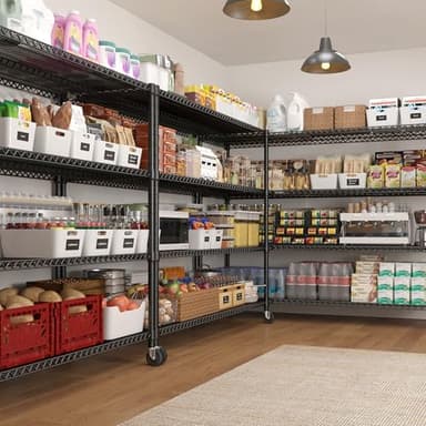 REIBII 60''W Storage Shelves 2399LBS Garage Shelving Heavy Duty with Wheels & Feet, 4 Tier Wire Shelving Adjustable Metal Shelving for Pantry Garage Kitchen Commercial Industrail, 60"W x 18"D x 65.5"H - Image 2