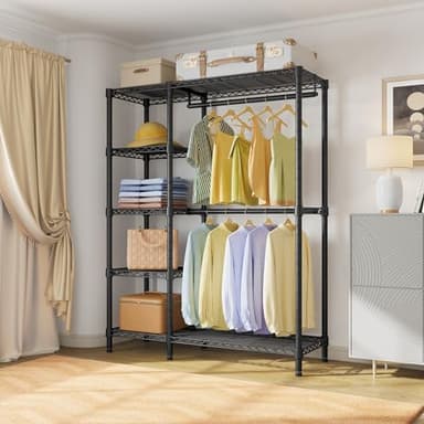 VIPEK V7 Garment Rack for Hanging Clothes Heavy Duty Clothes Rack with Shelves, Portable Closet Racks Metal Clothing Racks 5 Tiers Freestanding Closet Wardrobe System, Max Load 670lbs, Black - Image 7