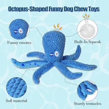 angelisdoll Dog Squeaky Toy,Interactive Dog Toys to Keep Them Busy, Stuffed Plush Toy for Puppy Teething, Tough Chew Toys for Small, Medium and Large Breeds, Tug of War Pet Toys (Octopus) - Image 3