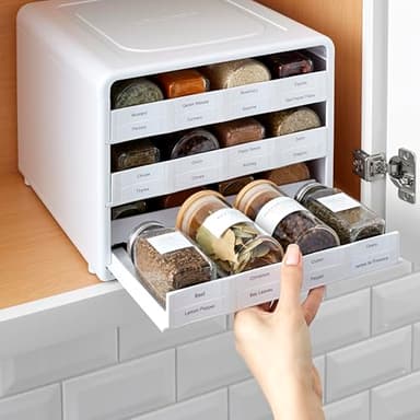 YouCopia SpiceStack Adjustable Spice Rack Organizer, Pull-Down 24-Bottle Seasonings and Spices Holder for Kitchen Cabinet and Pantry Organization with 104 Included Labels - Image 2