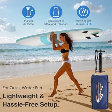 Sweetcrispy Inflatable Stand Up Paddle Board with Premium SUP Paddleboard Accessories,2-in-1 Paddle,Wide Stable Design,Non-Slip Comfort Deck for Adults & Youth of All Skill Levels,Blue - Image 8