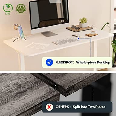 FLEXISPOT E6 Essential Standing Desk 3 Stages Dual Motor Electric 60x24 Inch Whole-Piece Board Height Adjustable Electric Sit Stand Desk(White Frame + White Desktop, 2 Packages) - Image 5