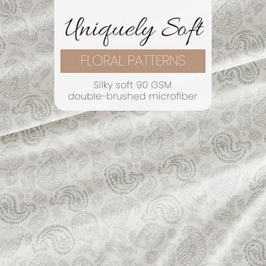 Linen Market Double-Brushed Patterned Microfiber Queen Sheet Set 4 Piece – Oeko-TEX Certified Ultra Soft & Wrinkle-Free - 16" Deep Pocket Sheets - Easy Care Queen Size - Coarse Paisley Light Gray - Image 6