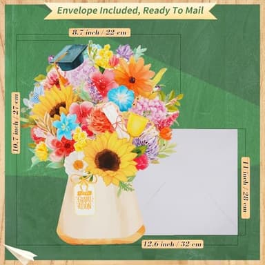 MZD8391 3D Pop Up Graduation Card with Music & Lights - Sunflower, Daisy, Cap Bouquet – Envelope Included – 2025 Graduation Gift & Decoration - Image 6