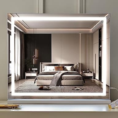 HIEEY Lighted Makeup Mirror, Hollywood Vanity Mirror with Lights, Three Color Lighting Modes, with 4in 20X Magnification Mirror, Smart Touch Control, 360°Rotation (22.8in,White) - Image 5