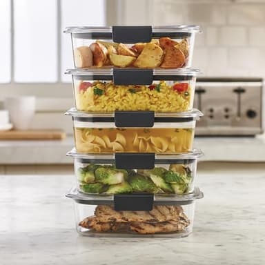 Rubbermaid Brilliance Food Storage Containers BPA Free Airtight Lids Ideal for Lunch Meal Prep & Leftovers Set of 5 (3.2 Cup) - Image 2