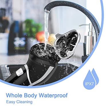 Men's Electric Shaver - MAX-T Corded and Cordless Rechargeable 3D Rotary Shaver Razor for Men with Pop-up Sideburn Trimmer Wet and Dry, IPX7 Waterproof, Plug & Play - Image 5