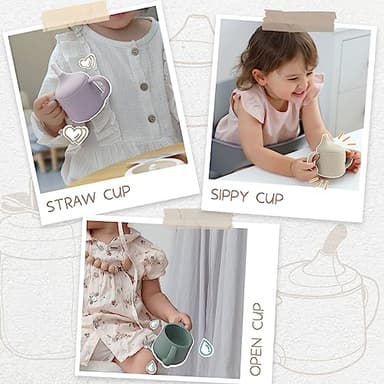 Moonkie Silicone Baby Sippy Cups | 3 Stages Training Cup Straw Cup for Infants Toddlers and Kid | 4 oz 2Pack - Image 5