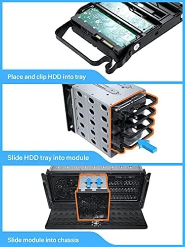 Rosewill 4U Server Chassis Rackmount Case | 8 3.5" HDD Bays, 3 5.25" Devices | E-ATX Compatible | 5 Front 120mm Fans, 2 Rear 80mm Fans | 2X USB 3.0 | Front Panel Lock | Silver/Black - RSV-L4000U - Image 5
