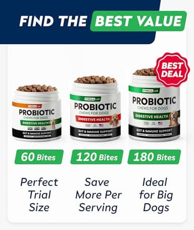 STRELLALAB Dog Probiotics for Digestive Health & Enzymes - Diarrhea, Gas, Upset Stomach Relief & Season Allergy - Pet Probiotics for Dogs- Chews for Digestion - Gut Health for Dogs (60Ct) - Image 6