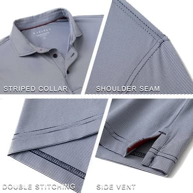 MAELREG Golf Polo Shirts for Men Pencil Pin Stripe Lightweight Breathable Moisture Wicking Dry Fit Casual Mens Polo - Image 5