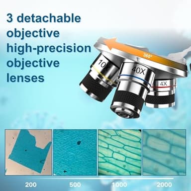 MicroMarvels Compound Binocular Microscope for Kids Adults Students,40X-2000X,Microscope Kits for Home Eduaction,Learning Kits(White/Black) - Image 3