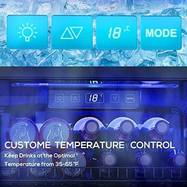 Manastin Beverage Refrigerator Cooler-120 Cans Freestanding Mini Fridge Cooler with Glass Door, Adjustable Shelves & Digital Temperature Display for Soda, Wine or Beer (Black, 3.2 Cu.Ft - Image 4