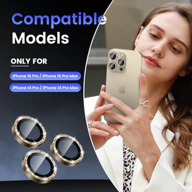 Tensea Camera Lens Protector Compatible for iPhone 16 Pro Max/16 Pro/14 Pro Max/14 Pro, Metal Aluminum Alloy Tempered Glass Cover Camera Screen Protector Accessories, Case Friendly - Image 2