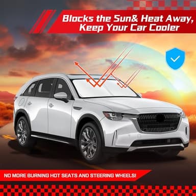 ARISMOTOR Windshield Sun Shade for Mazda CX-90 CX90 PHEV 2024-2025 2026, Custom Fit Foldable Front Window Sunshade Sun Visor Protector, Block UV Rays Keep Your Car Cooler - Image 7