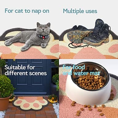 Rarenut Cute Cat Litter Mat 35”x24”, Litter Box Mat, Litter Trapping Mat, Soft on Kitty Paws, Easy Clean, Anti Slip, Pet Accessories, Door Floor mats - White Pink90*60 - Image 6