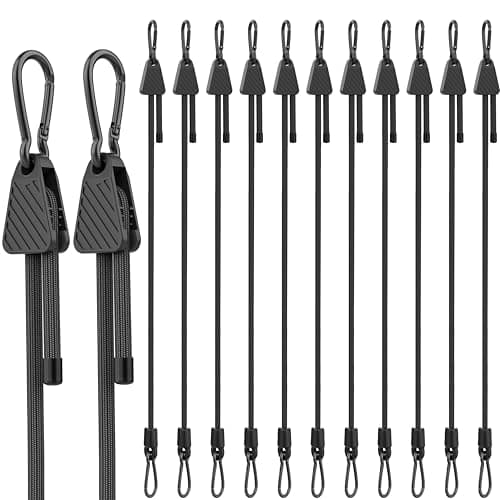 Bungee Cords with Hooks Carabiner Adjustable 48 Inch, Easy to Adjust from 7" to 48", Black Bungee Straps with UV-Resistance & Superior Elasticity for Cargo, Bike, Luggage, Carts, Truck, etc (12 Pcs) - Image 1