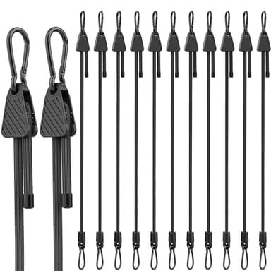 Bungee Cords with Hooks Carabiner Adjustable 48 Inch, Easy to Adjust from 7" to 48", Black Bungee Straps with UV-Resistance & Superior Elasticity for Cargo, Bike, Luggage, Carts, Truck, etc (12 Pcs) - Image 1