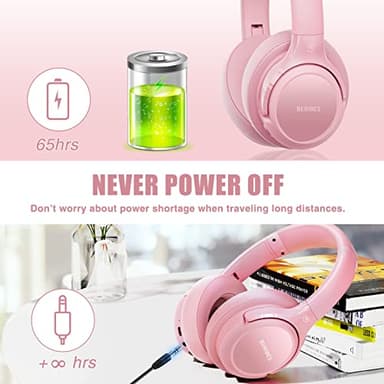 BERIBES Bluetooth Headphones Over Ear, 65H Playtime and 6 EQ Music Modes Wireless Headphone with Microphone, HiFi Stereo Foldable Lightweight Headsets, Deep Bass for Office Home Cellphone PC Ect. - Image 7