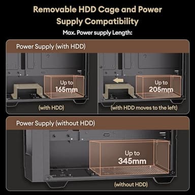Okinos Oak Wood ATX PC Case, 4 x 120mm 3 Pin Non-PWM Case Fans Pre-Installed, Type-C Port, Tempered Glass Side Panel, Black Mid-Tower Computer Case, Cypress 5 AIR - Image 10