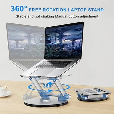 Fccabin Laptop Stand Base Swivel 360°, Well-Built Adjustable Folding Anti-Skid Raise Tilt Align Ergonomic Tablet Strong Laptop Mount Stands Notebook Compatible with iPad All Laptops - Image 2