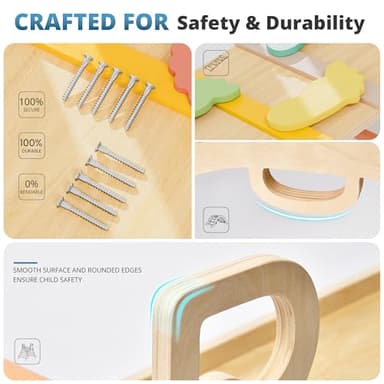 BlueWood 10-in-1 Pikler Triangle Set, Toddler Climbing Toys Indoor, Montessori Climber, Baby Jungle Gyms with Arch, Extra Rope Ladder & Footprint Balance Beam - Rose Garden - Image 8