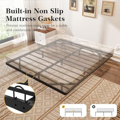 Floating Bed Frame Queen Size, Queen Bed Frame with Smart LED Lights, Heavy Duty Modern Metal Platform Bed No Box Spring Needed - Easy Assembly and Noise Free - Image 4