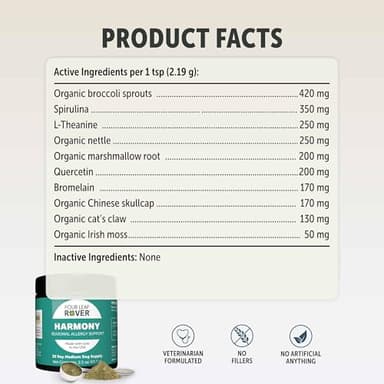 Harmony - Skin & Coat Supplement with Quercetin for Dogs - Balanced Histamine Support for Seasonal and Environmental Allergies - Veterinarian Formulated - Image 6