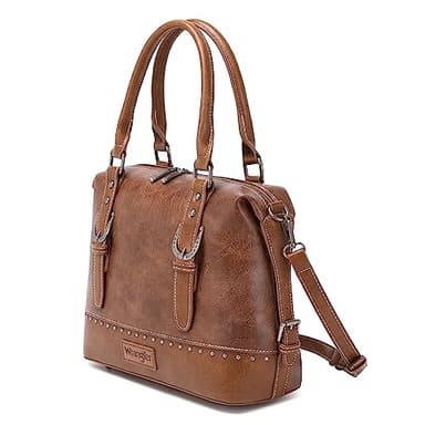 Wrangler Doctor Bag Top Handle Purse Hobo Shoulder Satchel Handbags Crossbody Bag with Crazy Horse Grain Leather for Women WG48-S5110BR - Image 4