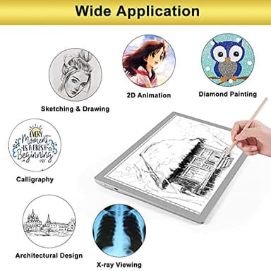 TOHETO Portable A4 Tracing LED Copy Board with Carry Bag, Cordless Battery Powered 5 Levels Brightness Light Box Rechargeable Light Board for Weeding Vinyl X-ray Viewing Diamond Painting (Grey) - Image 5