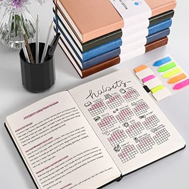 Lined Journal Notebook, Large A5 College Ruled Notebook, 312 Numbered Pages Work Notebook with Index Stickers, 100gsm Thick Paper, Hardcover Vegan Leather Journal for Women Men School Office, Pink - Image 2