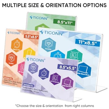 TICONN 8.5 x 5.5 Acrylic Sign Holder, L Shape Clear Sign Stand for Displaying, Plastic Paper Holder for Office, Store, Restaurant (Horizontal 3 Pack) - Image 6