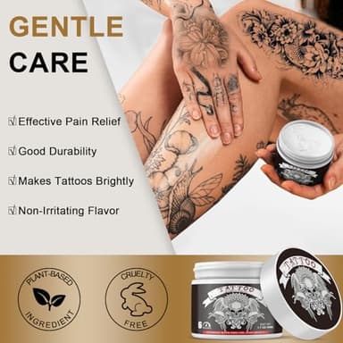 Tattoo Numbing Cream Extra Strength (50ml/1.7oz), 6 Hours Painless Numbing Cream for Tattoos Maximum Strength, Tattoo Supplies (Black) - Image 7