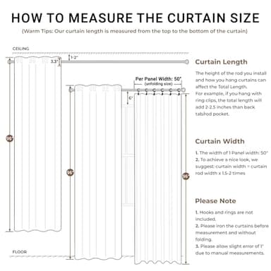 INOVADAY 100% Blackout Curtains 96 Inches Length 2 Panels Set, Back Tab/Rod Pocket Linen Black Out Curtains for Bedroom, Thermal Insulated Window Drapes - Beige, W50 X L96 - Image 6