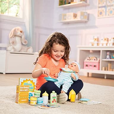 Melissa & Doug Mine to Love Mealtime Play Set for Dolls with Bottle, Pretend Baby Food Jars, Snack Pouch, More (24 pcs) - Image 2