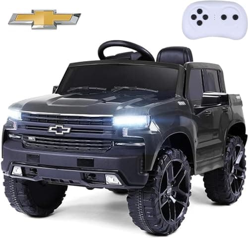 Silverado 12V Kids Boys and Girls Electric Ride on Truck Car Electric Vehicle with Parents Remote Control, 2 Speeds, 4 Wheels, LED Lights, Music - Image 1