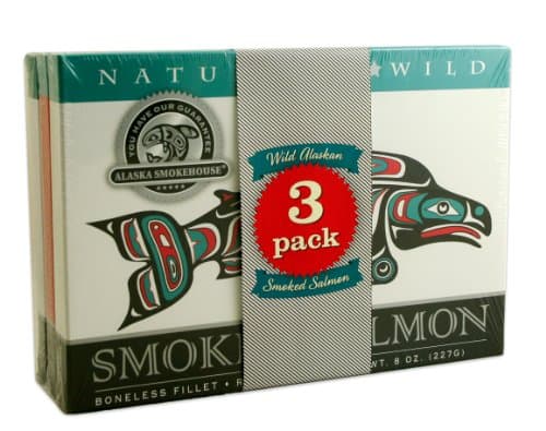 Alaska Smokehouse Jumbo Smoked Salmon (8 Oz), 3Count Variety Pack - Image 1