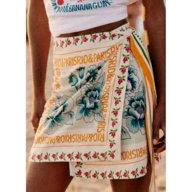 Talakeno Womens Summer Floral Wrap Short Skirt Tie Side High Waist A Line Beach Vacation Boho Mini Skirt(Multicolor,M) - Image 2