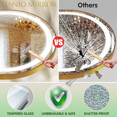 FENNIO 70" x 32" Large Luxury Wall Mounted Mirror with LED Lights - Oval Full Length LED Lighted Full Body Dressing Mirror for Bedroom, Salon, Brushed Aluminum Frame, Tempered Glass - Image 6