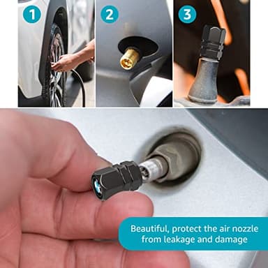 Tire Valve Caps, Valve Stem Caps Fit BMW X1 X3 X7 X5 X6 1 3 5 6 Series Z4 7 M Series, Alloy Car Tire Caps for Corrosion Resistant Leak-Proof Car Accessories, Black - Image 3