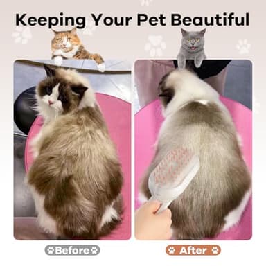 Cat Steam Brush for Shedding, 4 in 1 Rechargeable Steam Brush for Cats and Dogs, Anti-Static, Massage, Cleaning, Shedding & Combing All In One Ear Wax Removal Tool Camera (white Orange) - Image 8